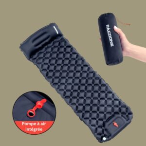 Matelas de camping extérieur PACOONE – Tapis gonflable avec oreillers, mat ultra-léger avec pompe intégrée pour randonnée et voyage